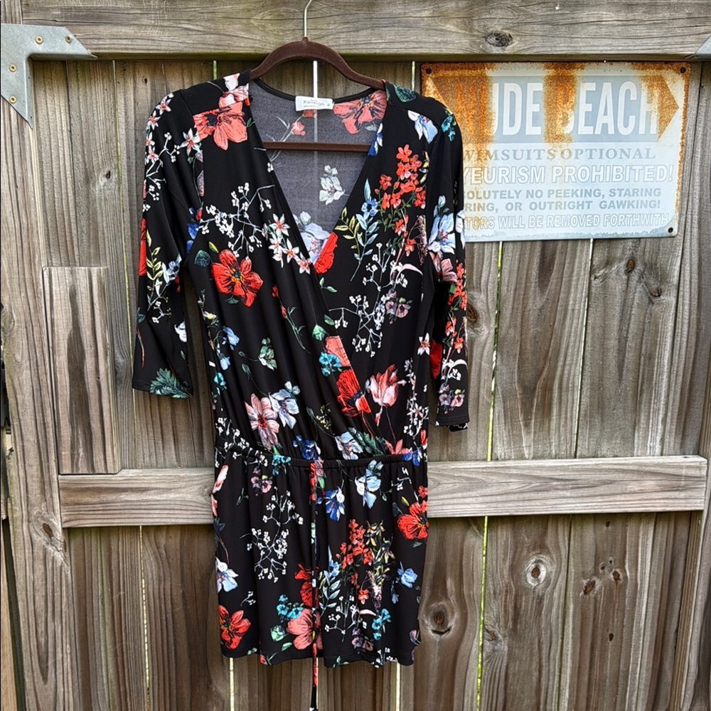 Floral Black Romper